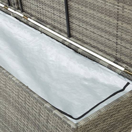 Coffre de rangement - Boîte de rangement extérieure - Coffre de jardin résine tressée 200x50x60 cm gris - Image 7