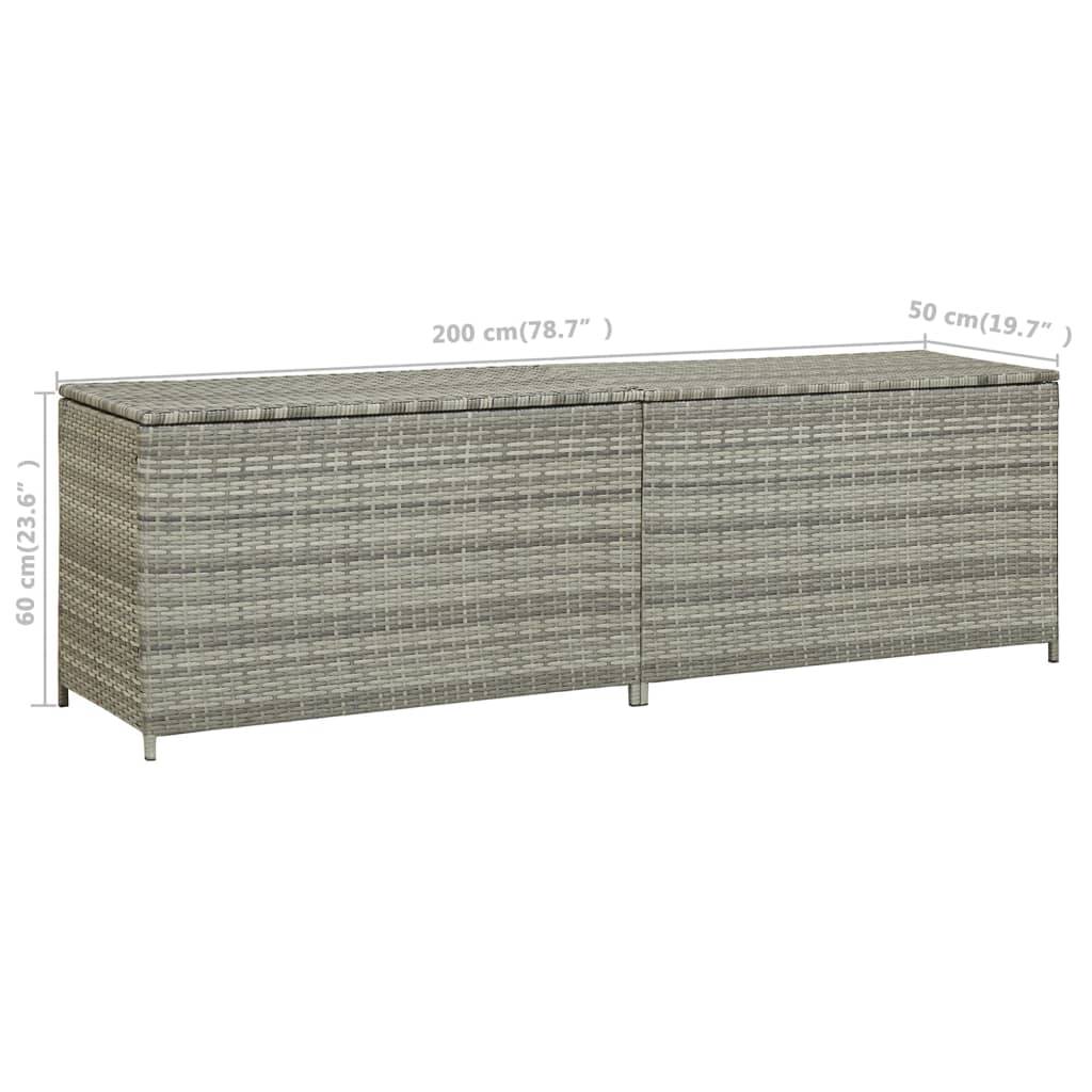 Coffre de rangement - Boîte de rangement extérieure - Coffre de jardin résine tressée 200x50x60 cm gris - Image 8