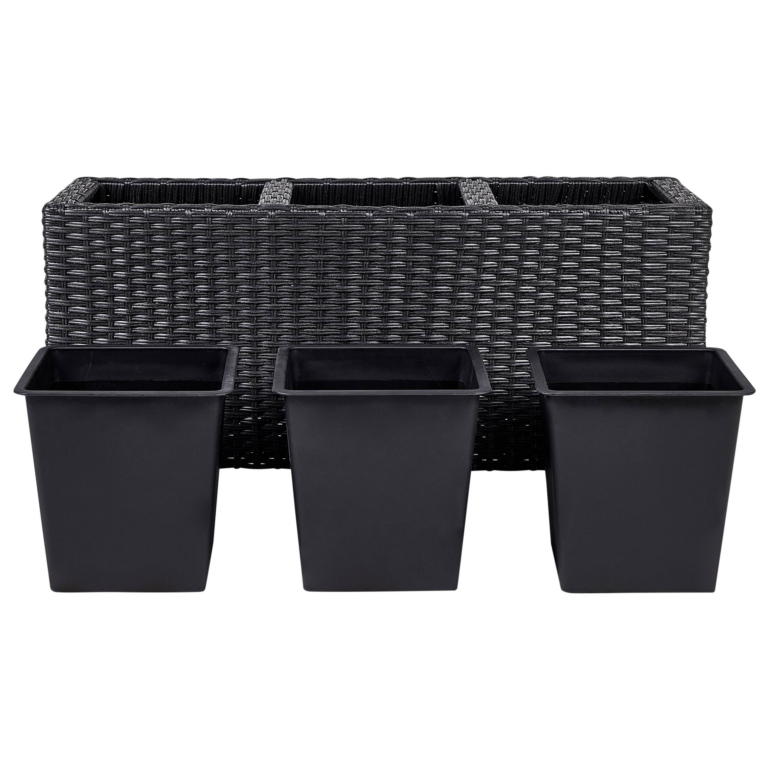 Beliani - Cache-pot d'extérieur Polyrotin Noir BELLIS - Beliani - Imagen 6