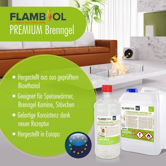 Bioéthanol premium sous forme de gel FLAMBIOL® en bouteille de 1 L x 24 - Image 2