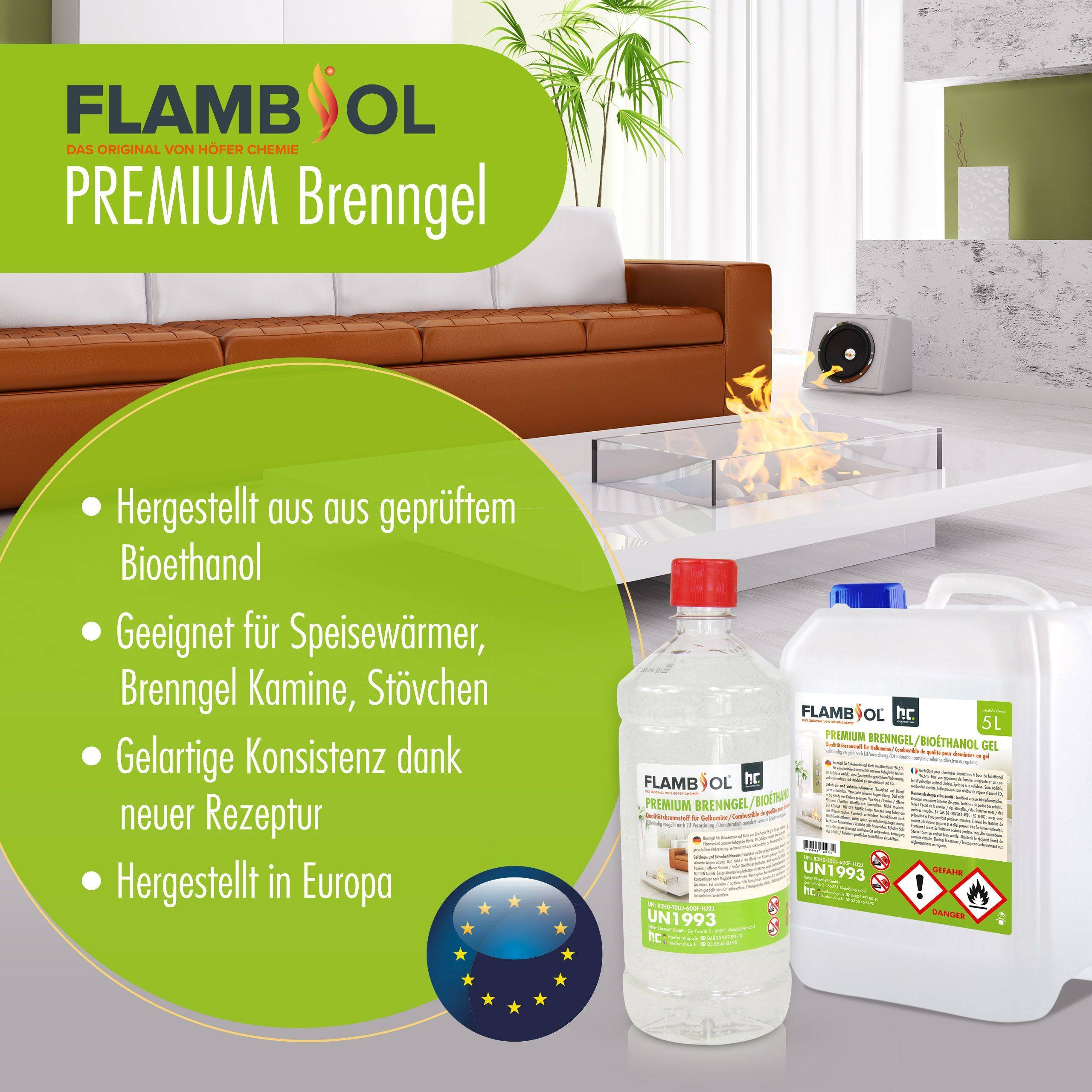 Bioéthanol premium sous forme de gel FLAMBIOL® en bouteille de 1 L x 24 - Image 2