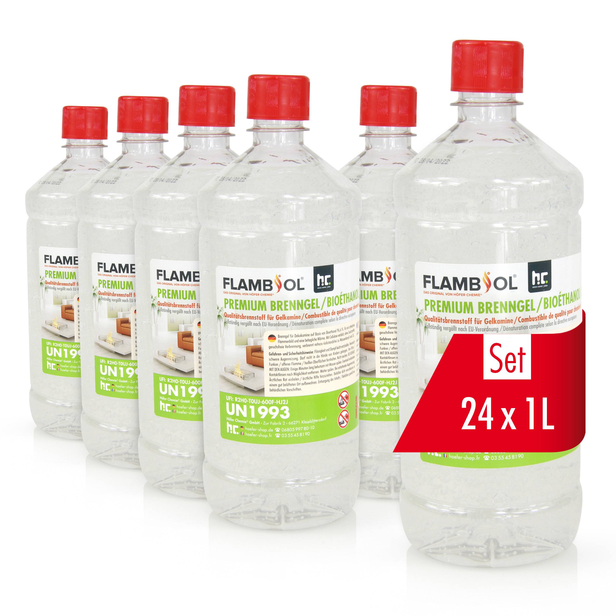 Bioéthanol premium sous forme de gel FLAMBIOL® en bouteille de 1 L x 24 - Image 1