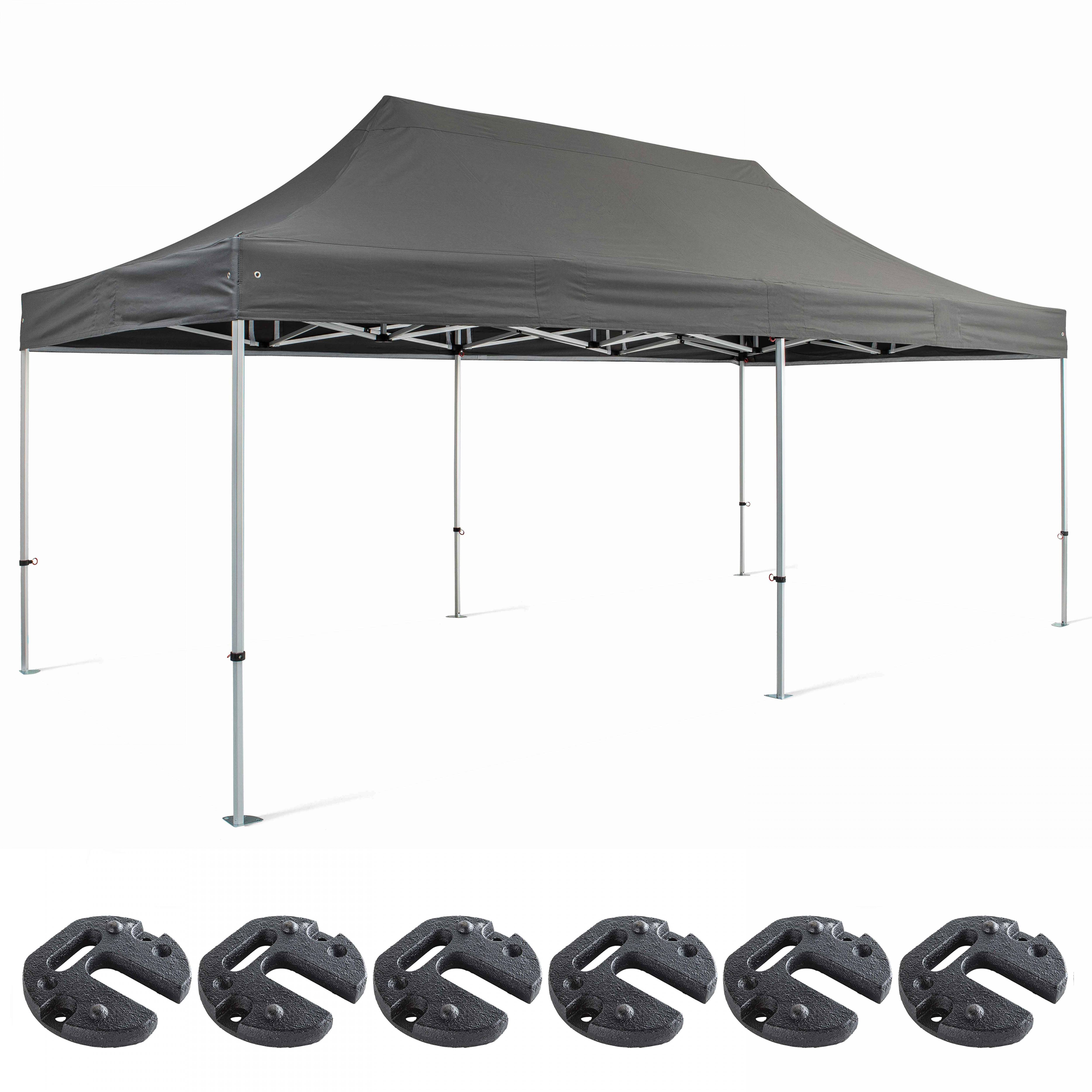 Oviala - Tente pliante 3x6m et 6 poids de lestage gris PRO 40 - Oviala - Imagen 1