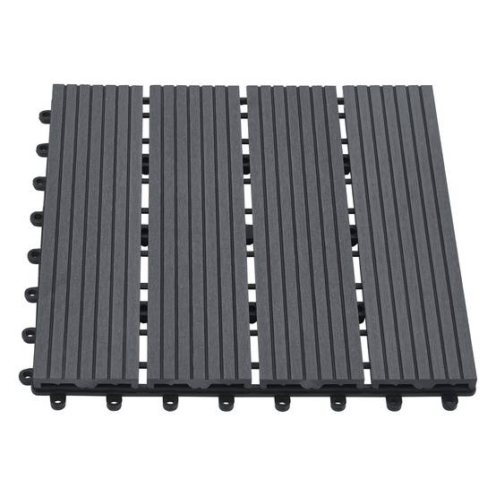 Set de 11 losetas de jardín Schramberg de madera compuesta 1m² 30 x 30 x 2,2 cm gris oscuro en.casa - Imagen 4