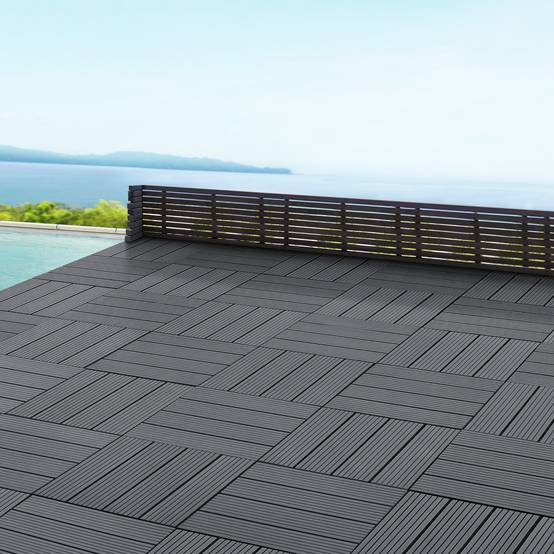 Set de 11 losetas de jardín Schramberg de madera compuesta 1m² 30 x 30 x 2,2 cm gris oscuro en.casa - Imagen 2