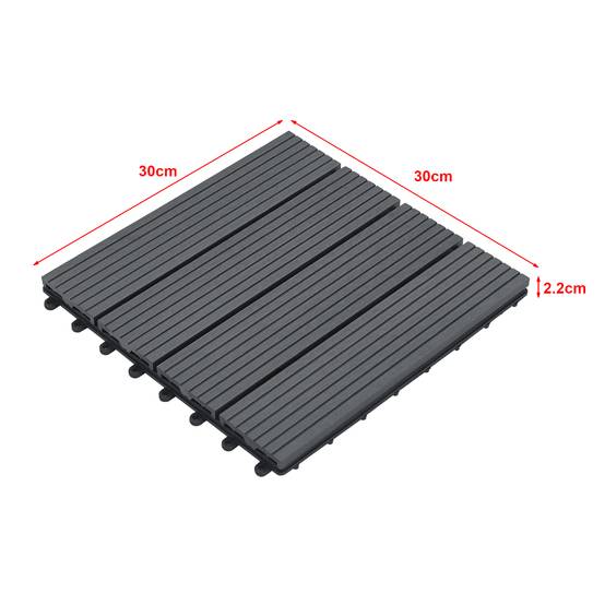 Set de 11 losetas de jardín Schramberg de madera compuesta 1m² 30 x 30 x 2,2 cm gris oscuro en.casa - Imagen 3