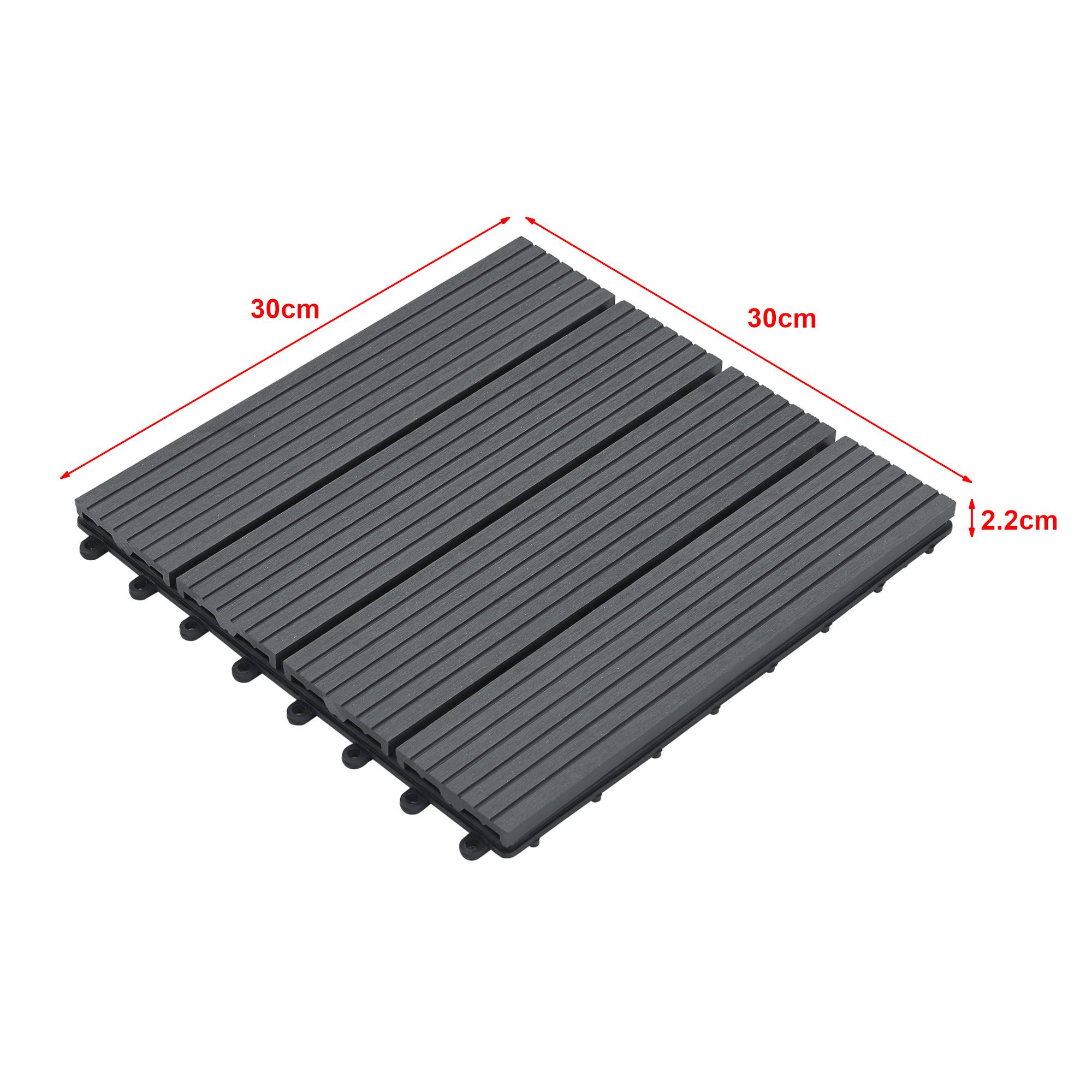Set de 11 losetas de jardín Schramberg de madera compuesta 1m² 30 x 30 x 2,2 cm gris oscuro en.casa - Imagen 3