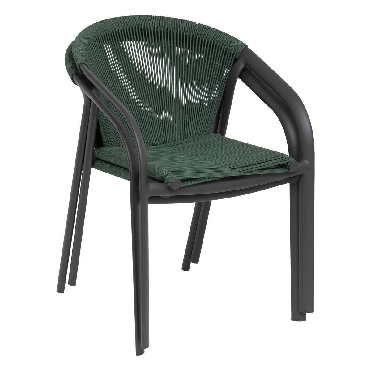 Hesperide - Fauteuil de jardin empilable "Riu" vert olive & graphite en aluminium traité en epoxy Hespéride - Imagen 3