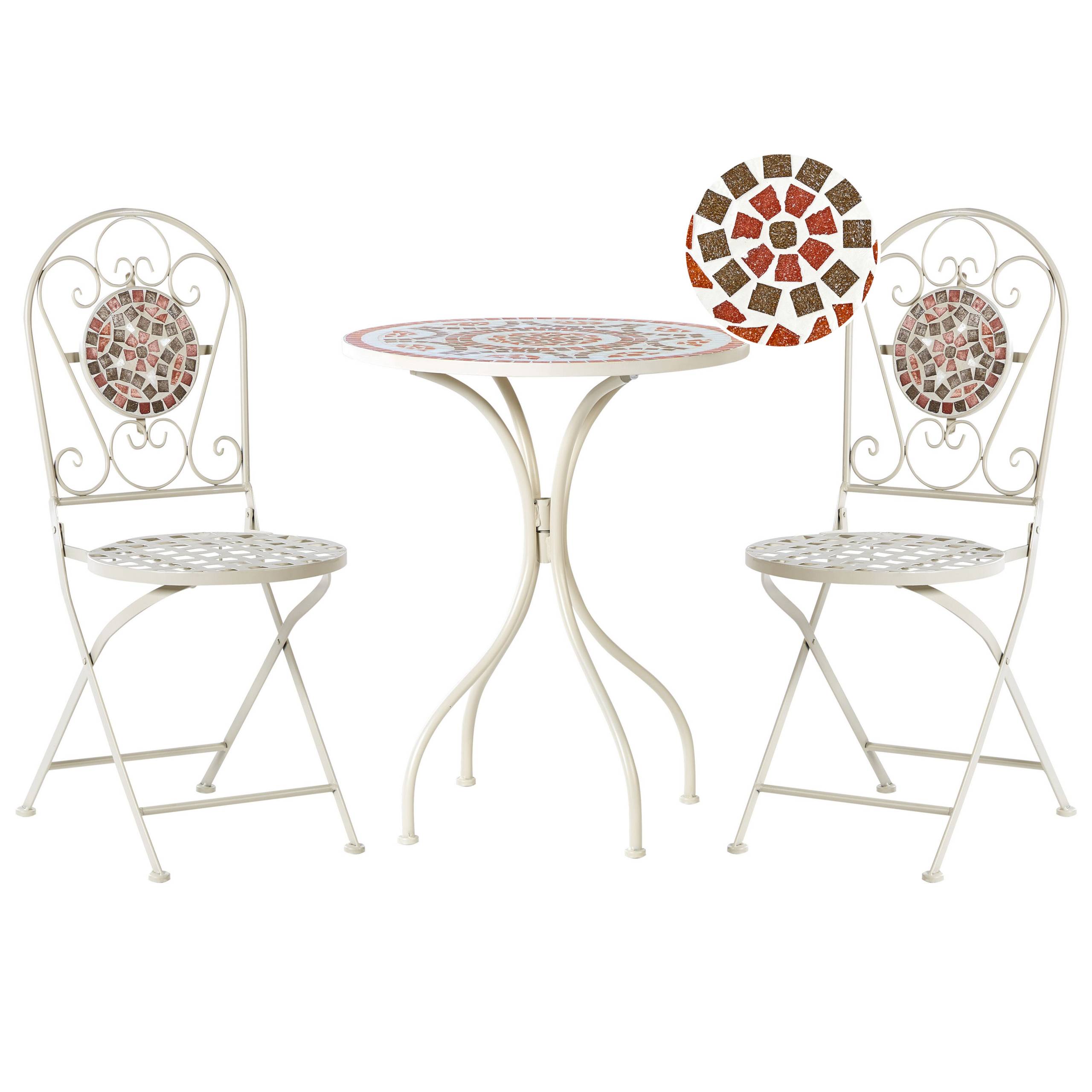 Beliani - Set de bistrot, 2 Personnes Métal Blanc SPELLO - Beliani - Imagen 1