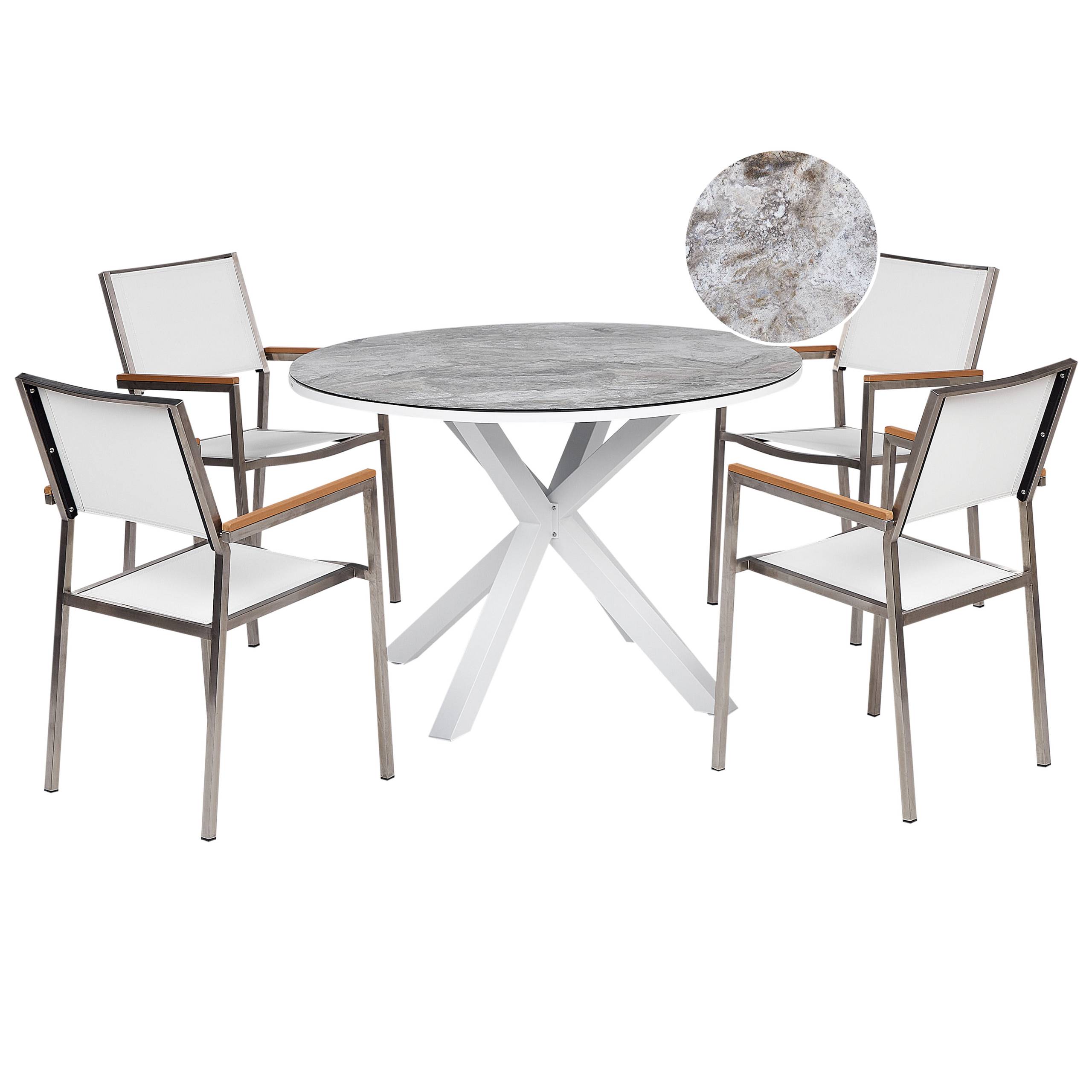 Beliani - Set de salle à manger, 4 Personnes Aluminium Gris/blanc MALETTO/GROSSETO - Beliani - Imagen 2