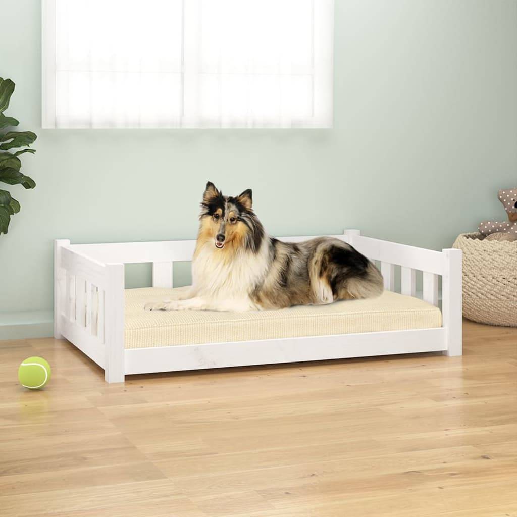 Vidaxl - Lit pour chien blanc 95,5x65,5x28 cm bois de pin solide vidaXL 820198 - Imagen 1