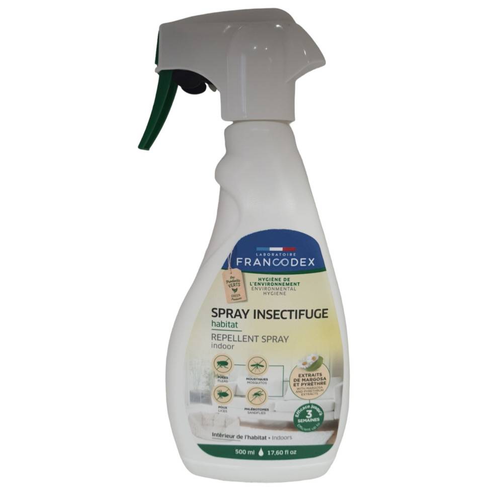 Francodex - Spray insectifuge 500 ml traitement antiparasitaire pour l'habitat - Imagen 1