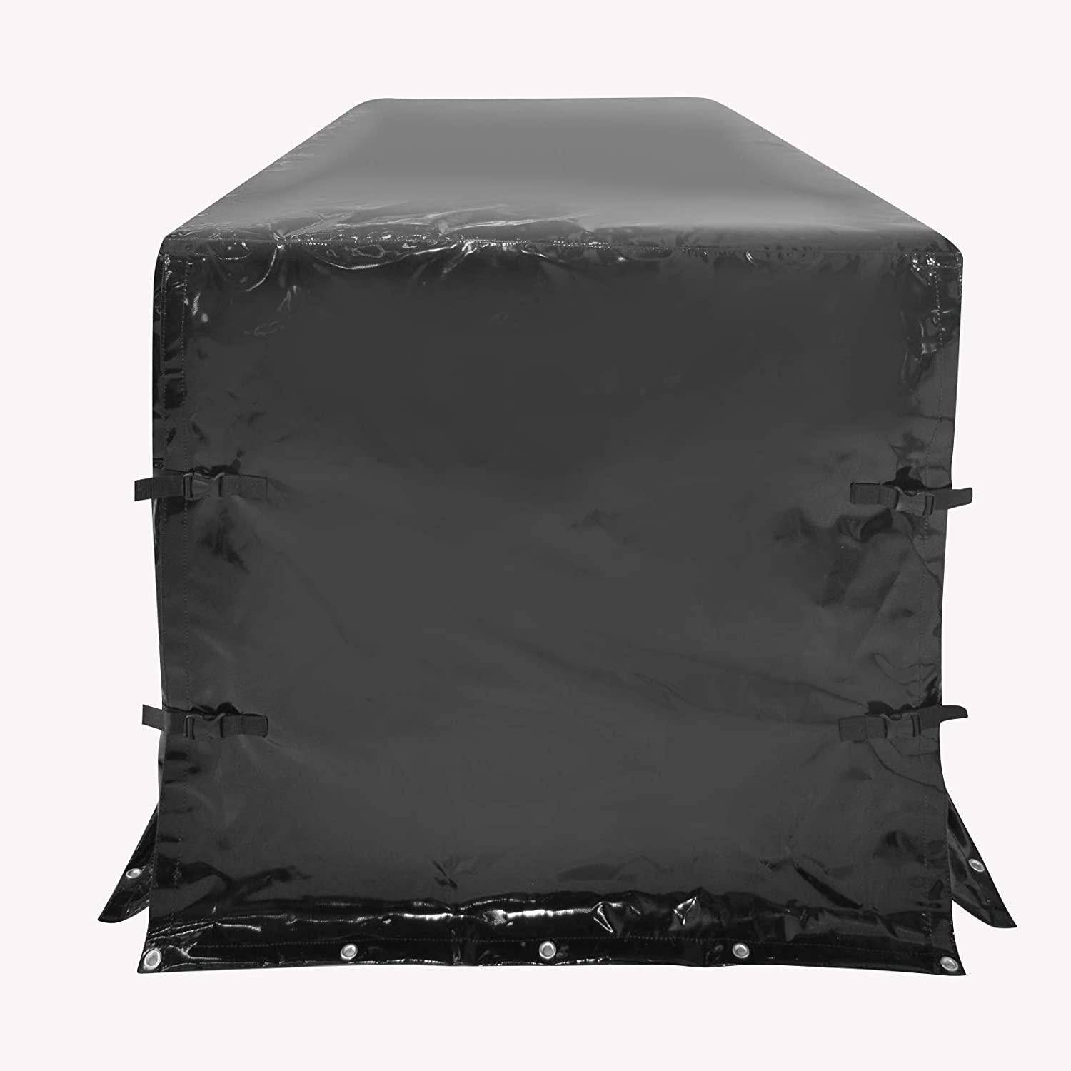 Helloshop26 - Bâche pour remorque 210 x 114 x 110 cm pvc 700 g/m² avec œillets 4 sangles et corde élastique 7 m imperméable noir bâche étanche de protection couver - Imagen 2