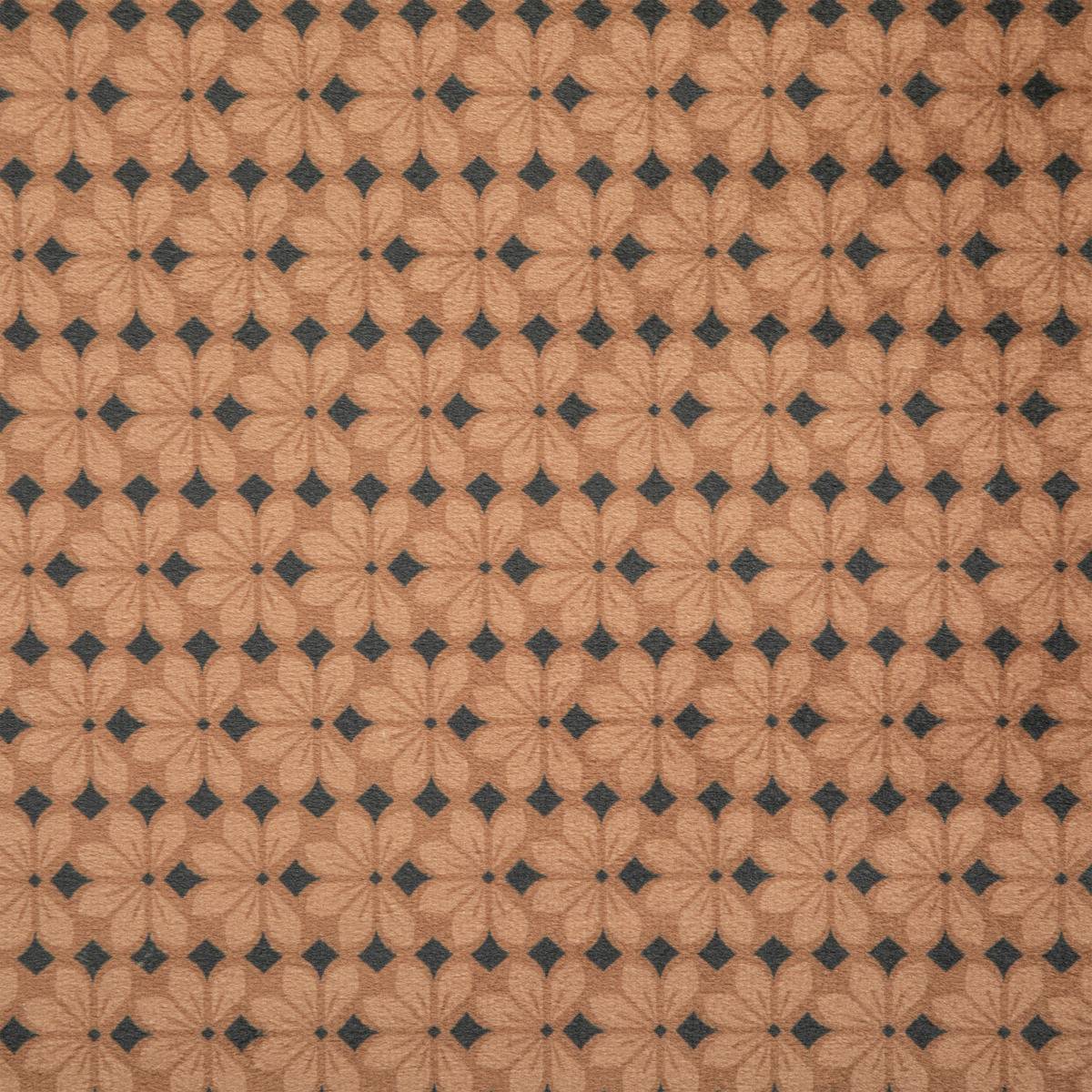 Pouf pliant et Coffre de rangement en velours Marron Caramel avec motifs - Imagen 4
