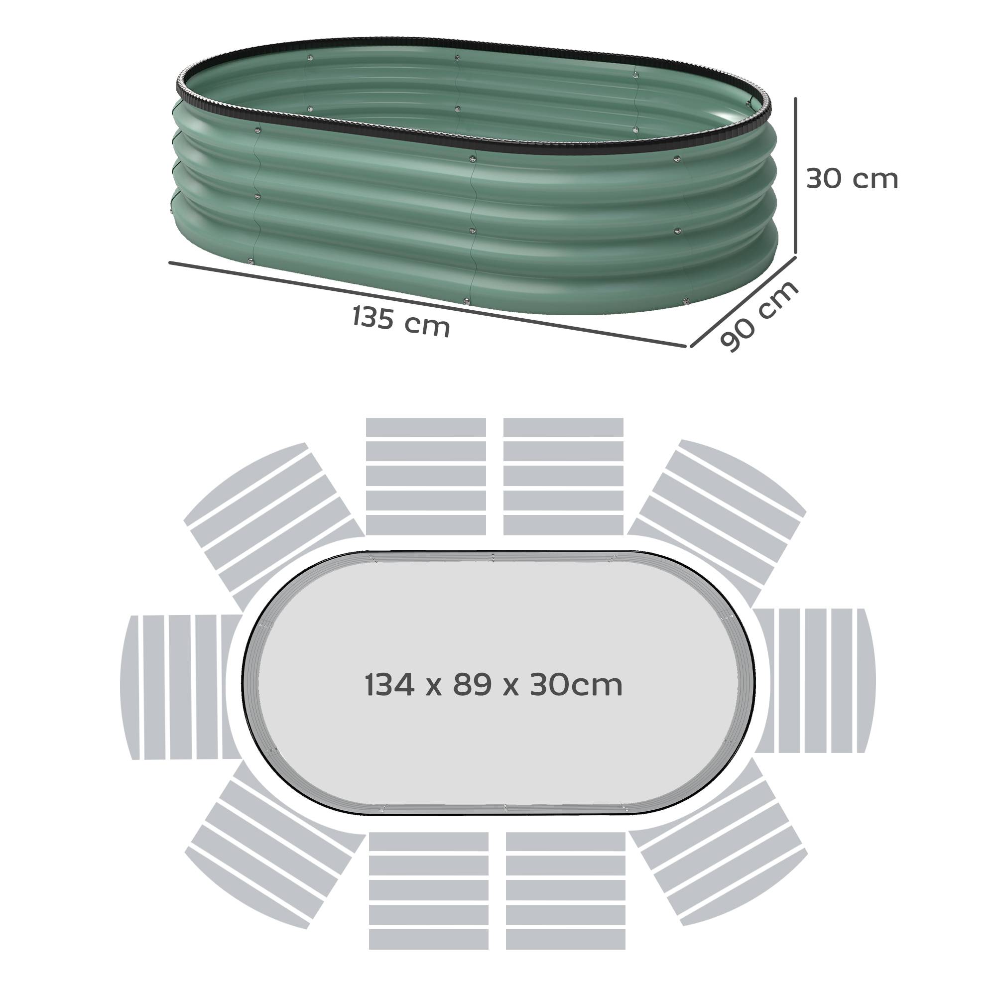Set 2 Bacs Surélevés Métal Galvanisé Bord Caoutchouc Modulable, 135x90x30cm Vert - Image 5
