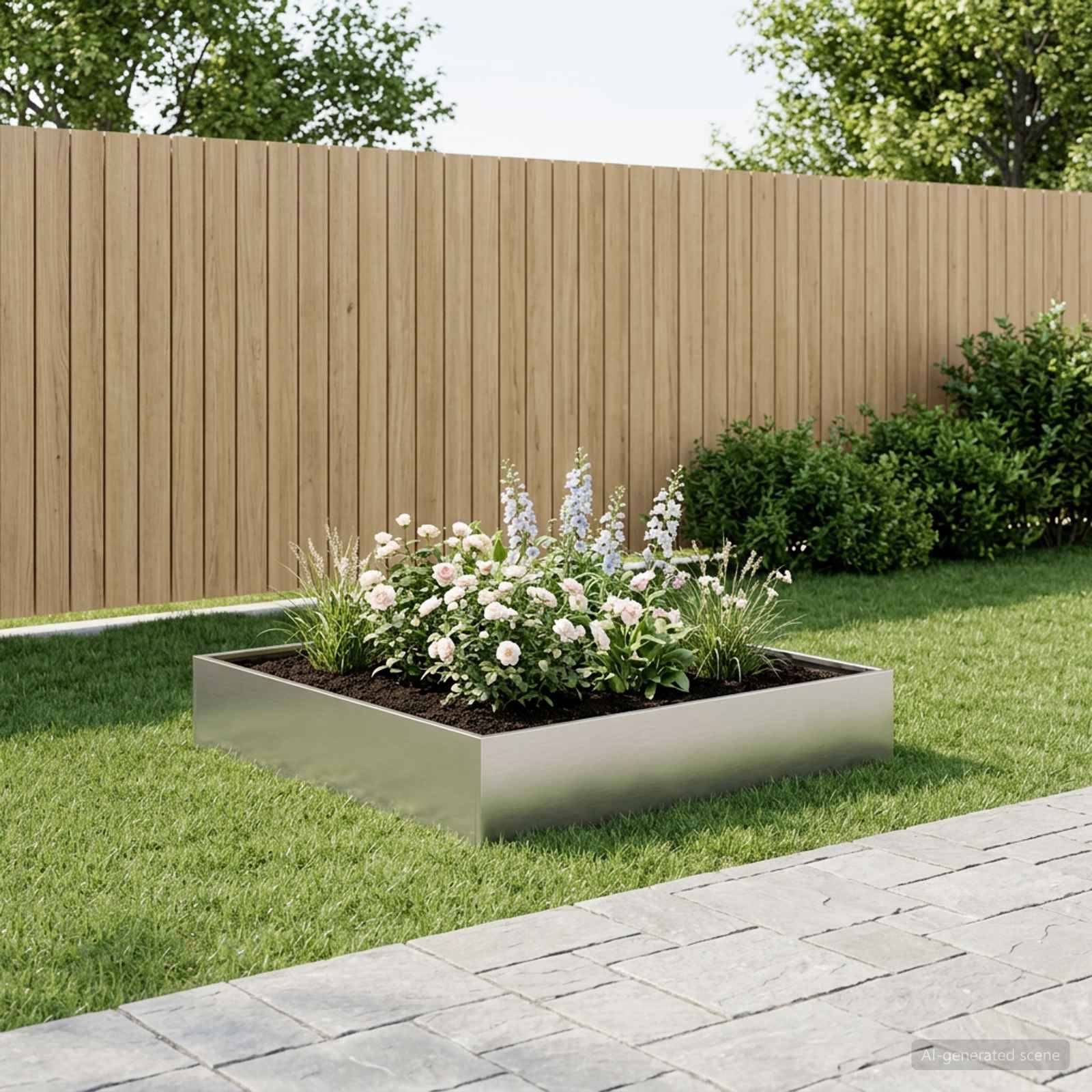 Vidaxl - Cache-pot de jardin Argenté 80 x 80 x 20 cm Acier galvanisé vidaXL 8005018 - Image 1