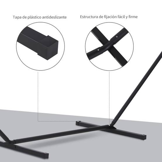 Support métallique pour hamac, structure de hamac, capacité de charge 120 kg, pour jardin, terrasse, patio, 360 x 92 x 112 cm, noir - Image 8