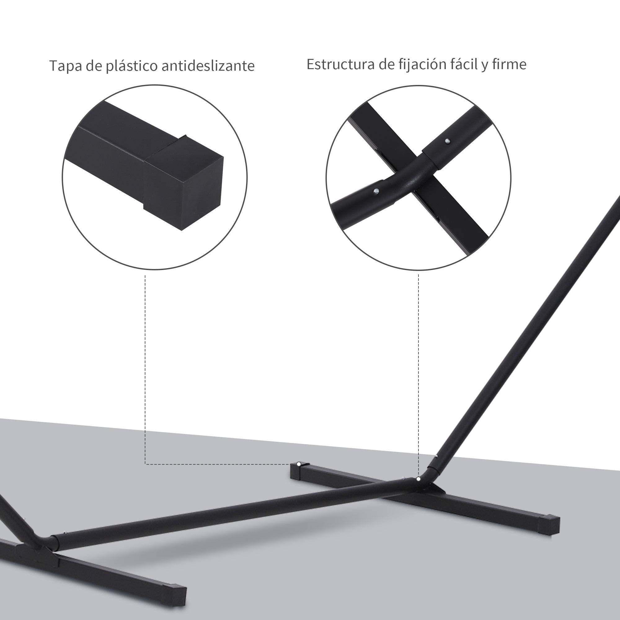Support métallique pour hamac, structure de hamac, capacité de charge 120 kg, pour jardin, terrasse, patio, 360 x 92 x 112 cm, noir - Image 8
