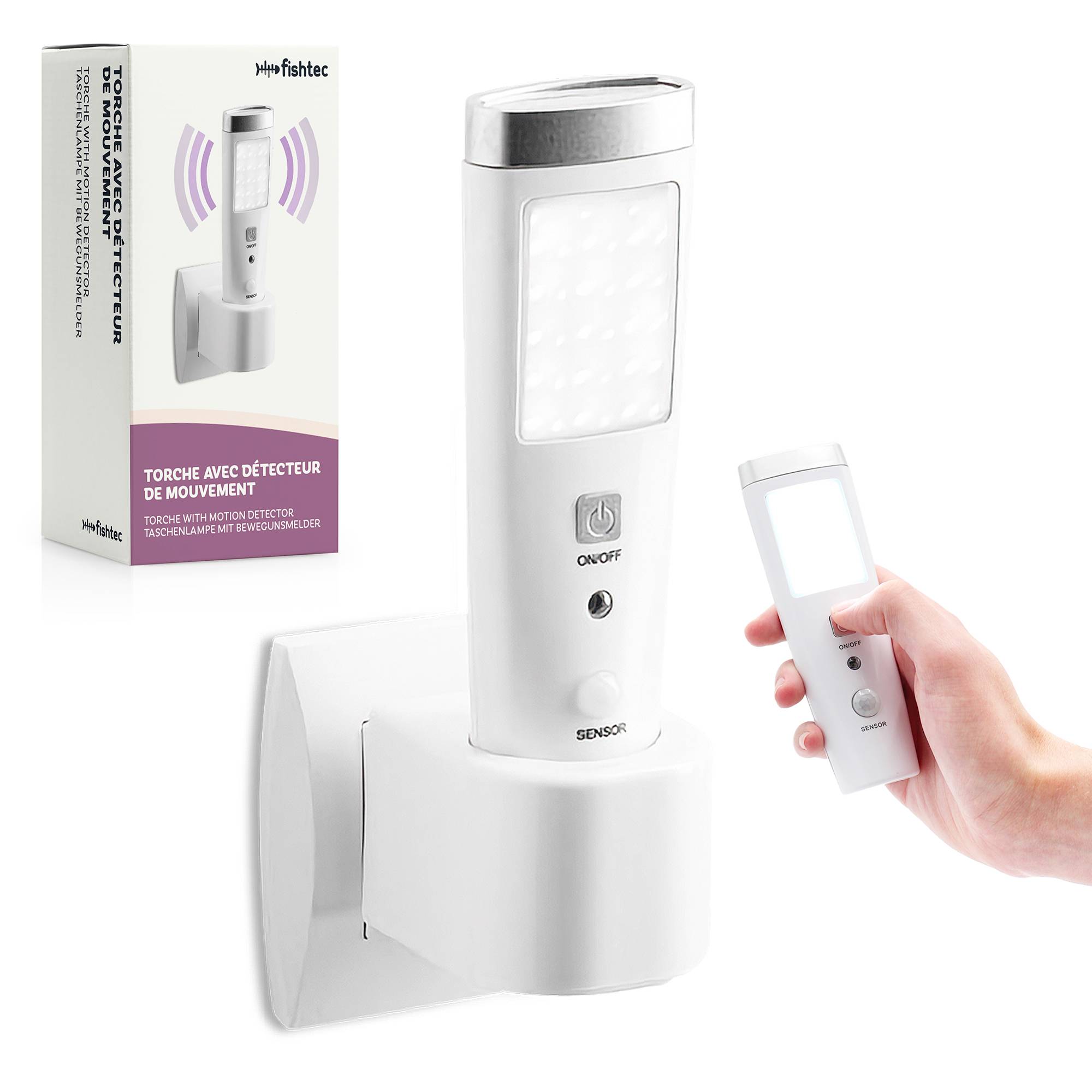 Lampe Torche LED Détecteur De Mouvement - 15 LED Puissantes 5 LED Poche Rechargeable Sur Socle Sécurité Escaliers Couloirs Maison - Image 1