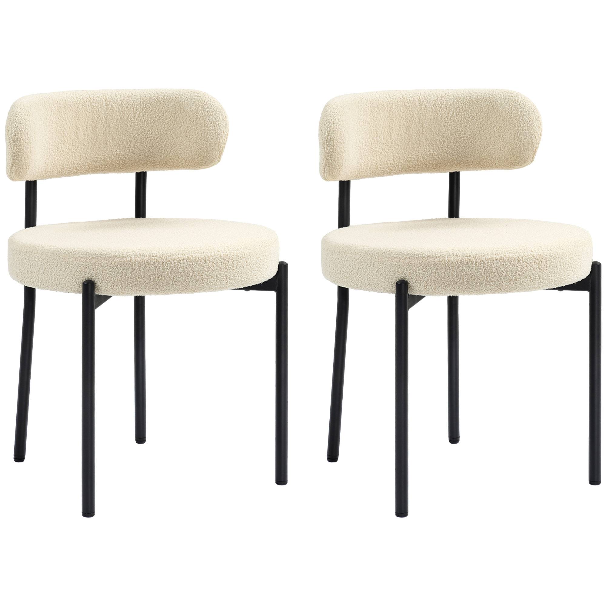 Lot de 2 chaises de salle à manger avec dossier en tissu pieds en acier 51 x 51 x 76 cm beige noir - Image 1