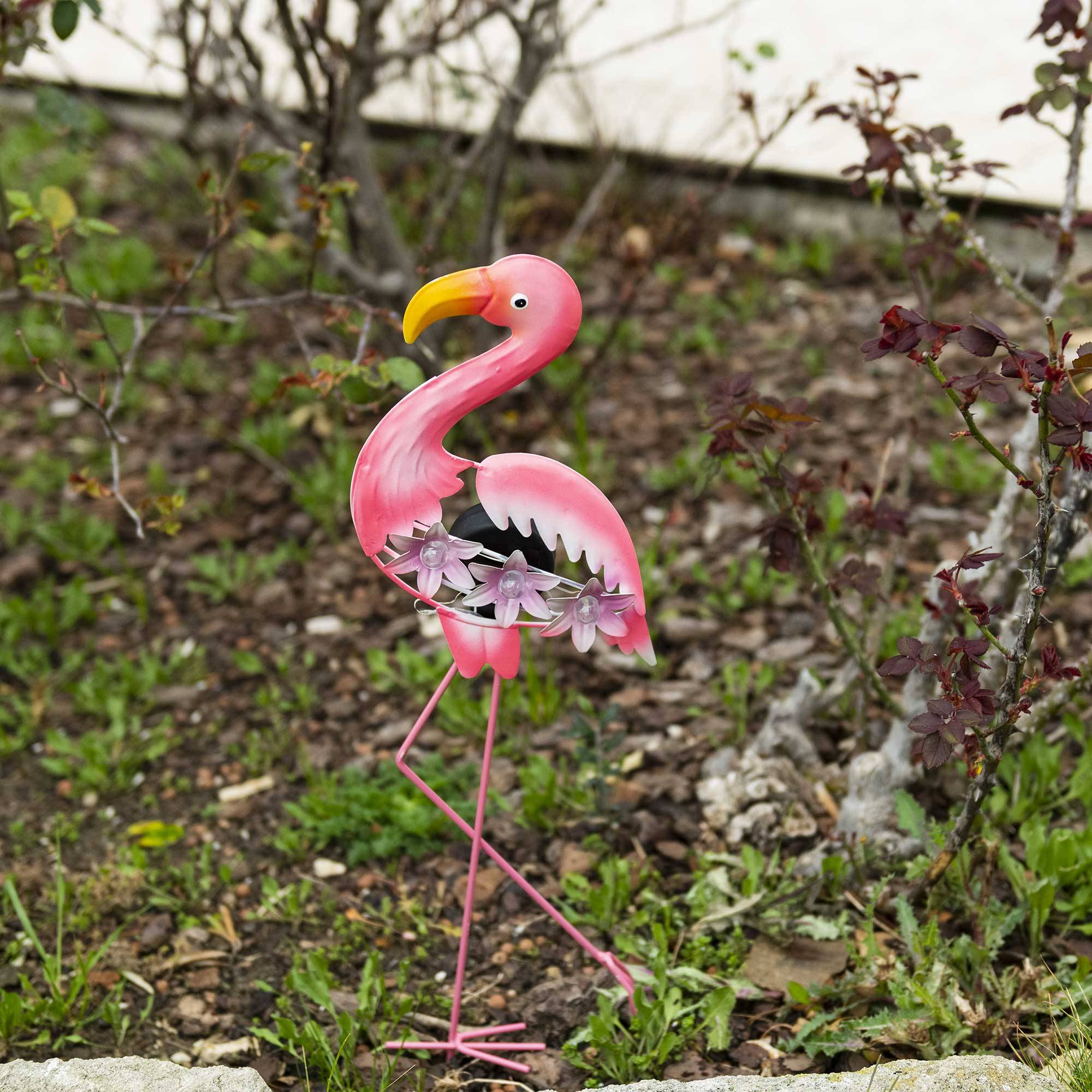 Flamant rose solaire 3 LED blanches - Image 3