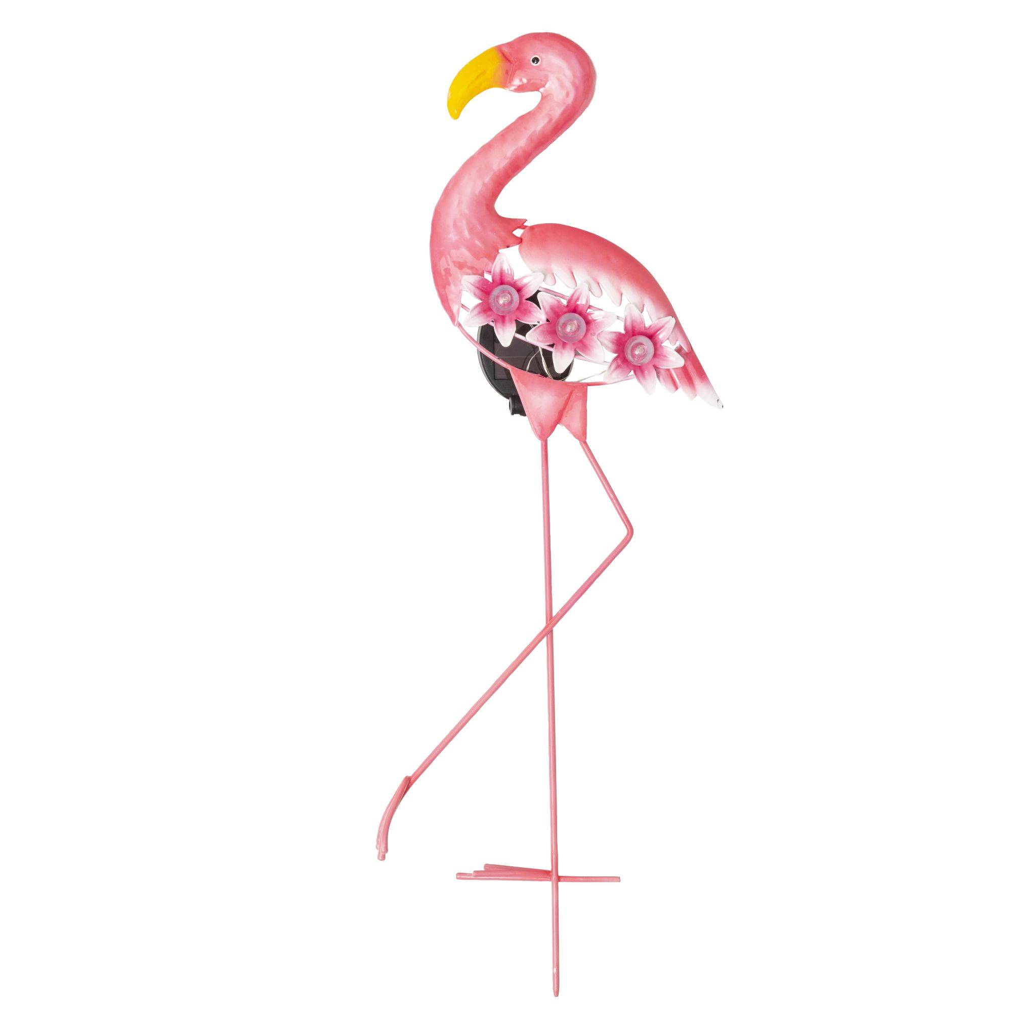 Flamant rose solaire 3 LED blanches - Image 1