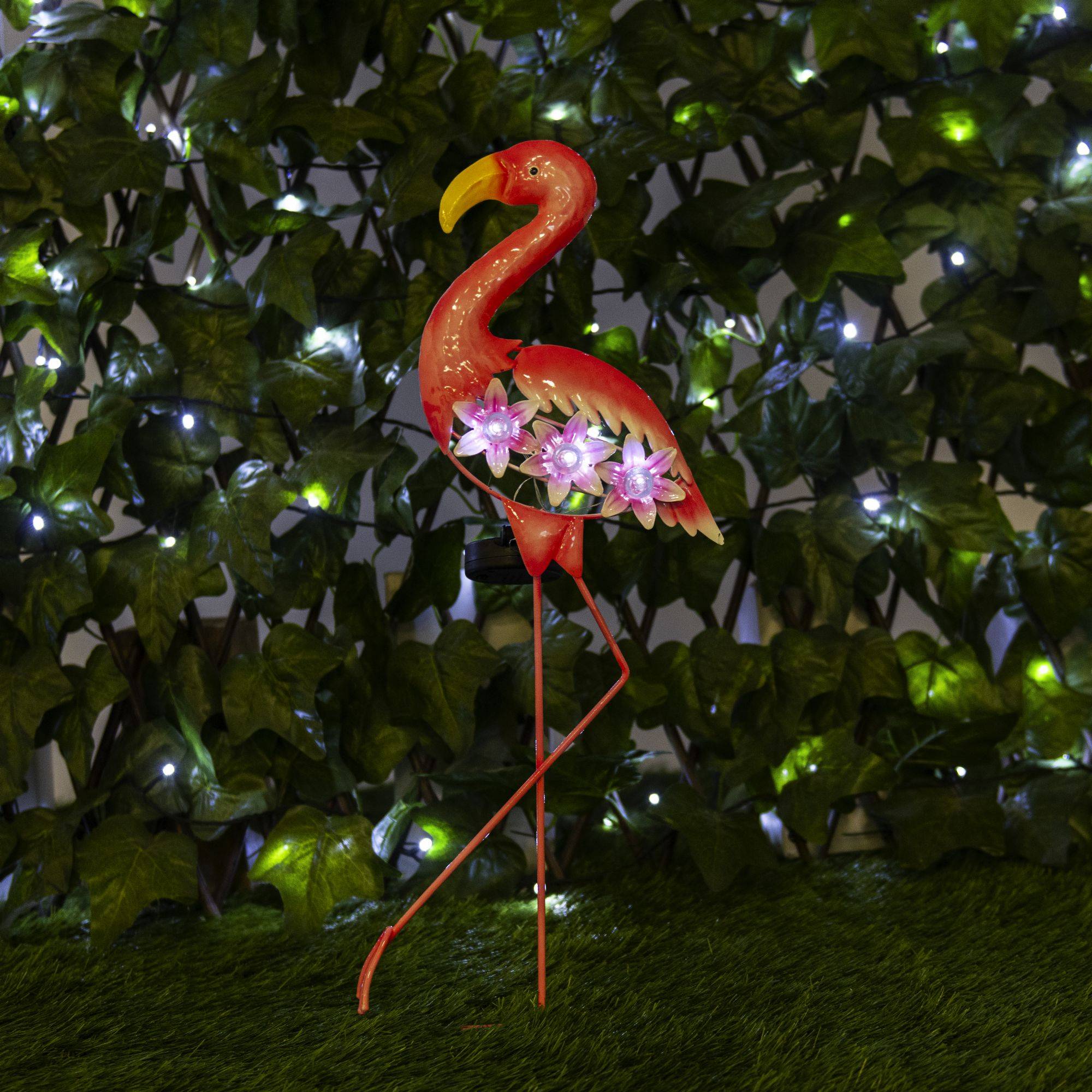 Flamant rose solaire 3 LED blanches - Image 4