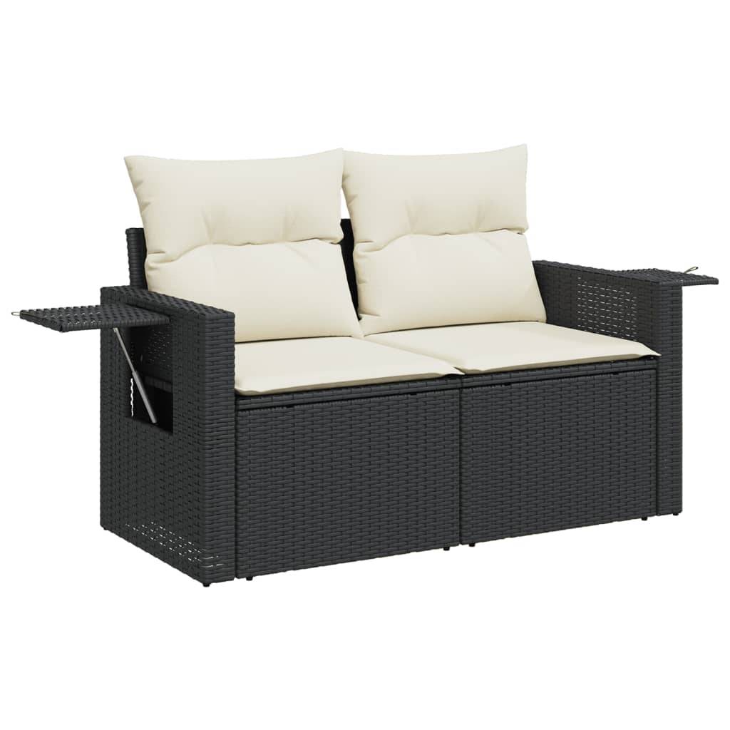 Canapé d'Angle de Jardin 5 Places Résine Tressée Coussins Crème Table Basse Acacia Noir – ComfortXL Outdoor Living - Image 3