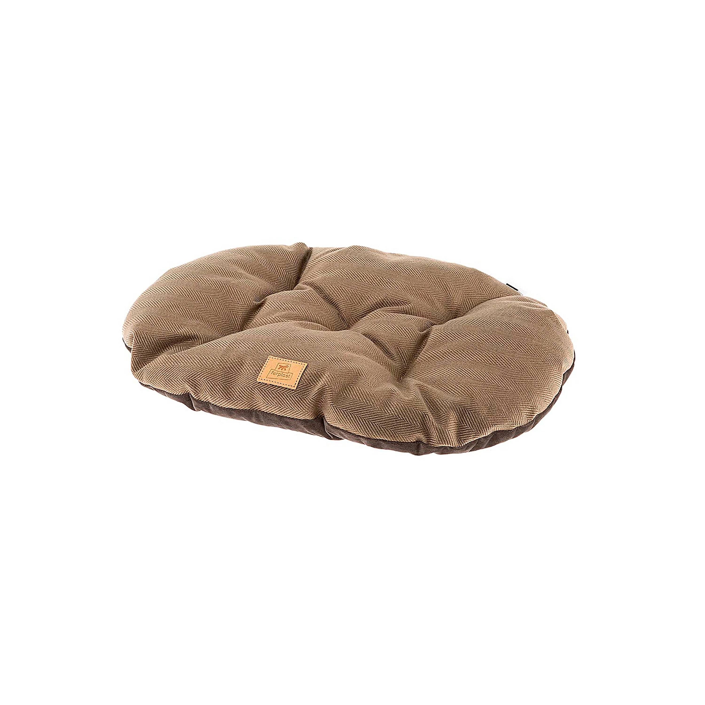 Ferplast - Coussin pour chiens et chats STUART 78/8, double-face, tweed, velours doux, lavable, Marron - Imagen 1