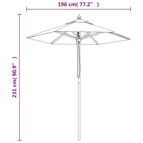PANGIVO - Parasol de jardin avec mât en bois sable 196 x 231 cm - PANGIVO - Image 8