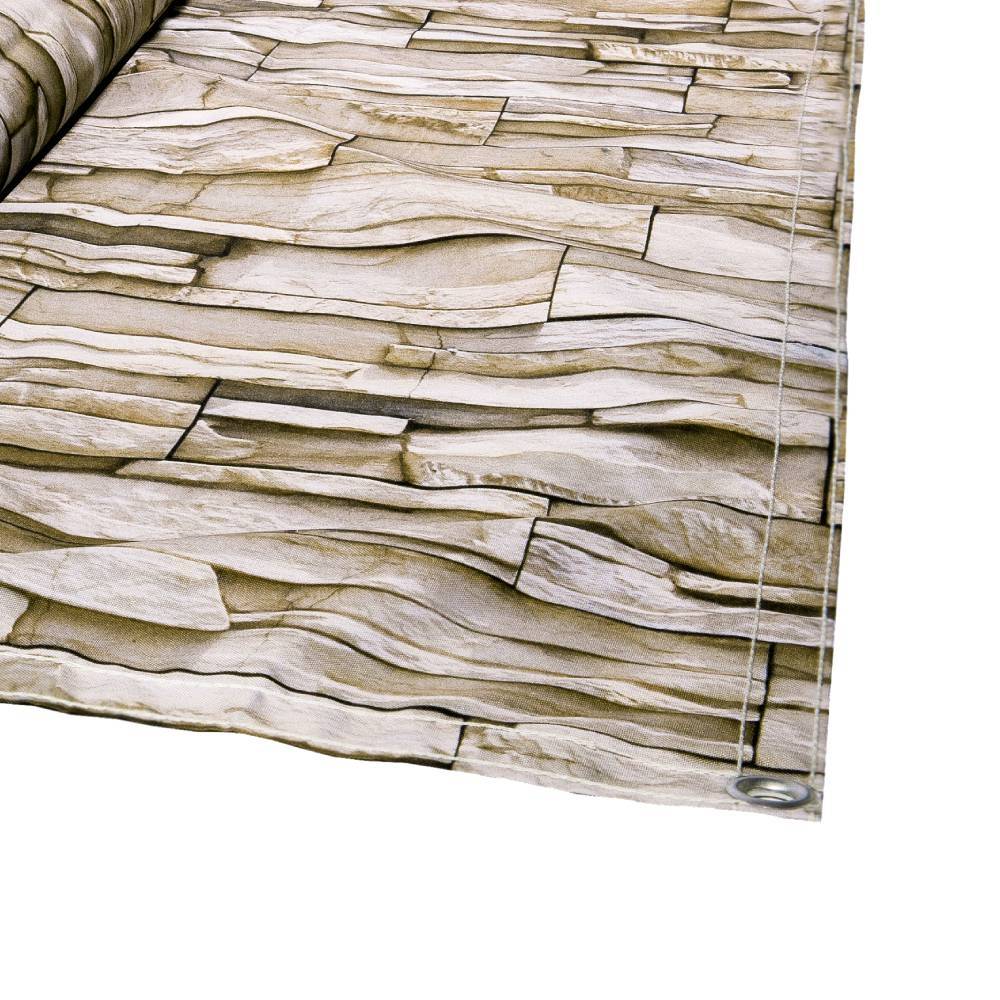 Terre Jardin - Brise vue beige imitation mur en pierres 1.5 x 5 Gris - Imagen 2