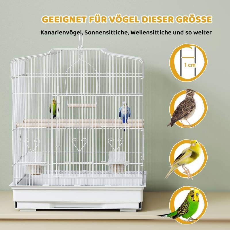 Cage Oiseaux Métal Perruche Canari Vintage Accessoires Inclus 46cm Blanc - ComfortXL Outdoor Living - Image 6