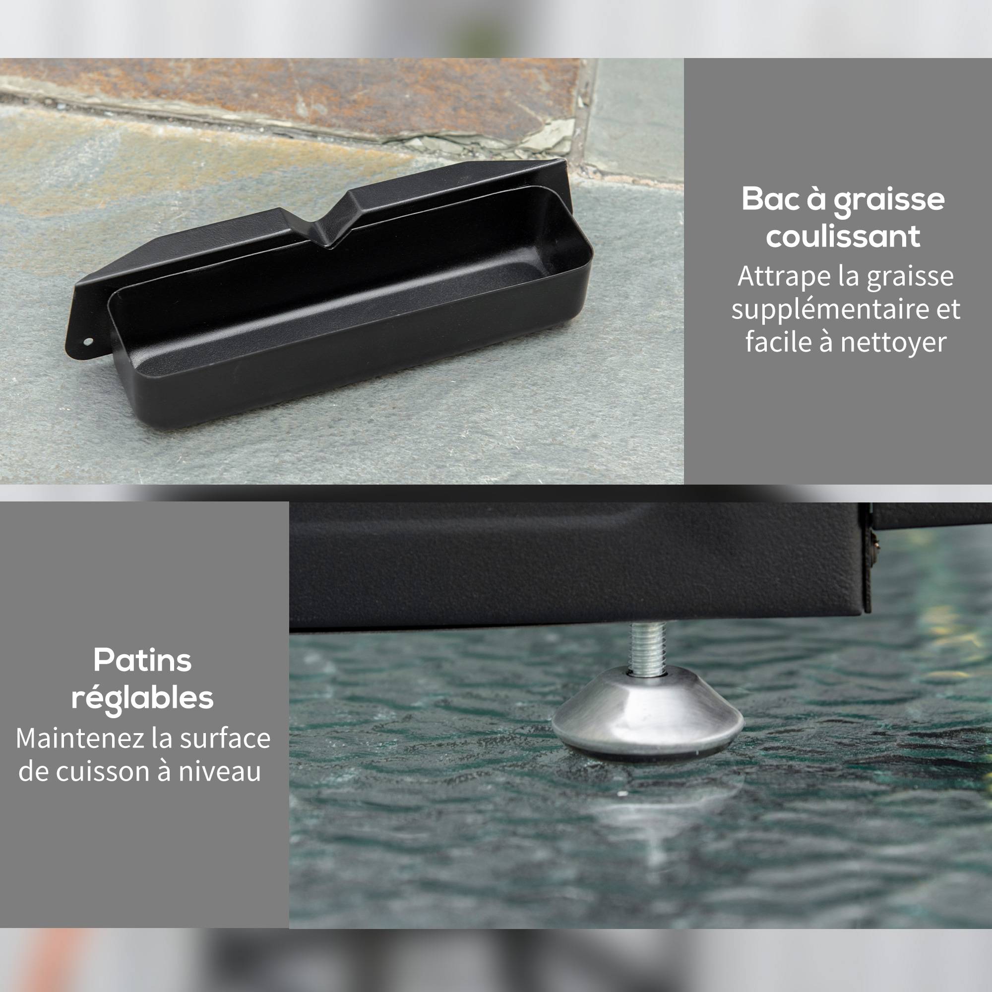 Plancha gaz en acier inox 3 brûleurs 9 kW antiadhésive grande surface de gril 61 x 35,5 cm - Image 9