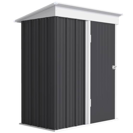 Abri Jardin Métal Adossable Rangement Outils Étagères Ajustables 161x95cm Gris - ComfortXL Outdoor Living - Image 1