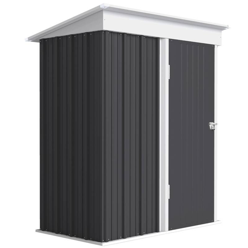 Abri Jardin Métal Adossable Rangement Outils Étagères Ajustables 161x95cm Gris - ComfortXL Outdoor Living - Image 1