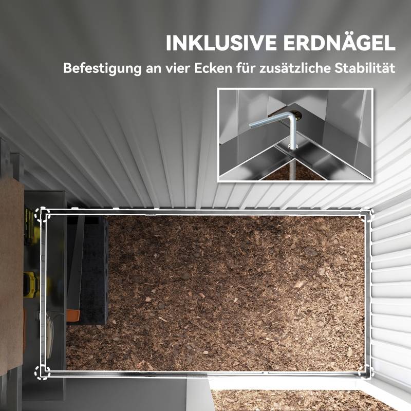Abri Jardin Métal Adossable Rangement Outils Étagères Ajustables 161x95cm Gris - ComfortXL Outdoor Living - Image 8