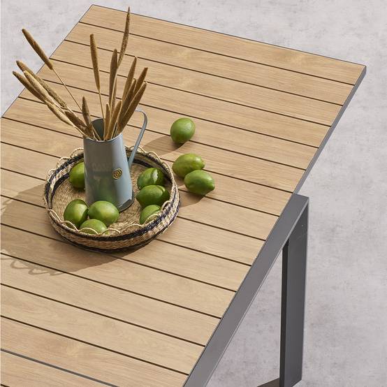 Hesperide - Table de jardin extensible coulissante "Évasion" effet bois honey & graphite 10 places lates en aluminium Hespéride - Image 6