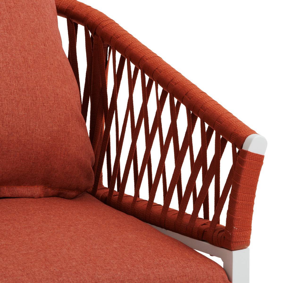 Hesperide - Lot de 2 fauteuils de jardin "Oriengo" brique & blanc en aluminium et mailles tressées Hespéride - Imagen 3