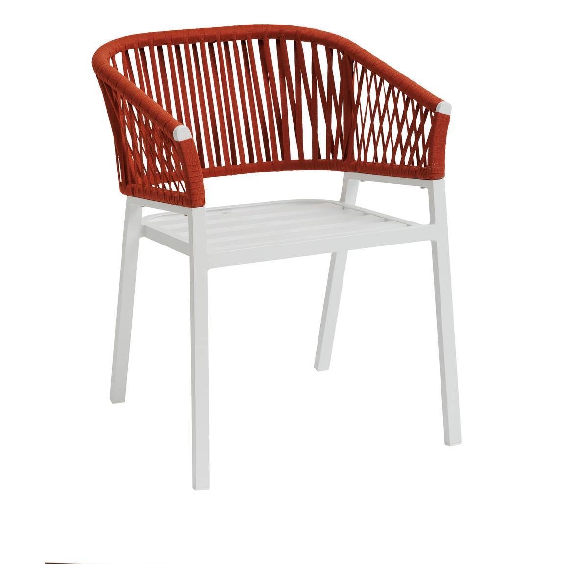 Hesperide - Lot de 2 fauteuils de jardin "Oriengo" brique & blanc en aluminium et mailles tressées Hespéride - Imagen 2