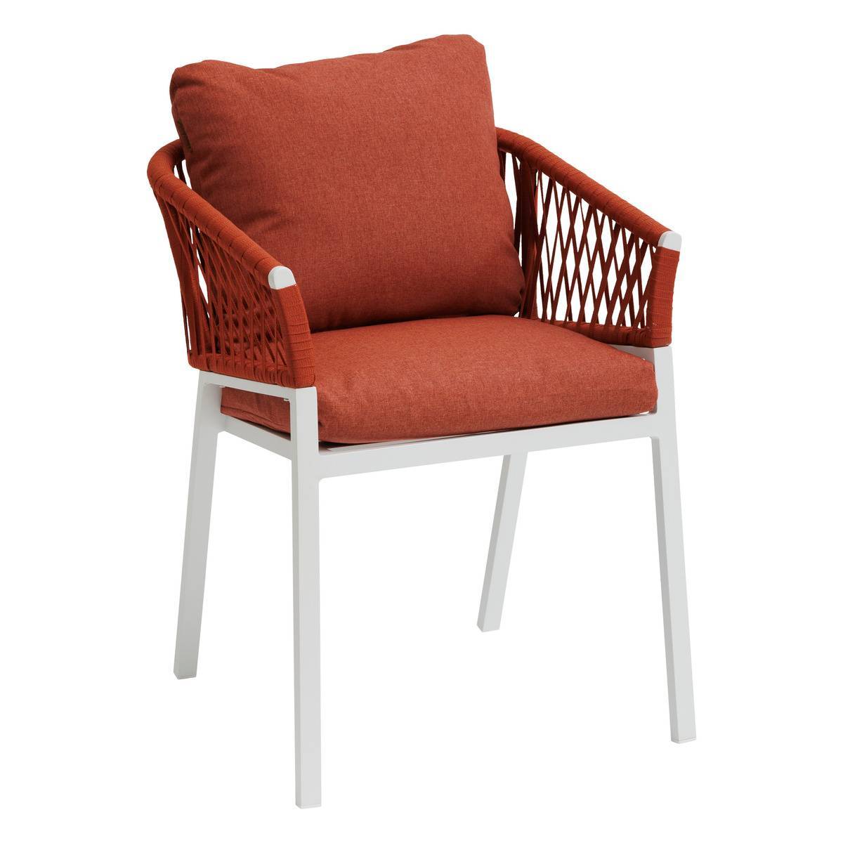 Hesperide - Lot de 2 fauteuils de jardin "Oriengo" brique & blanc en aluminium et mailles tressées Hespéride - Imagen 1