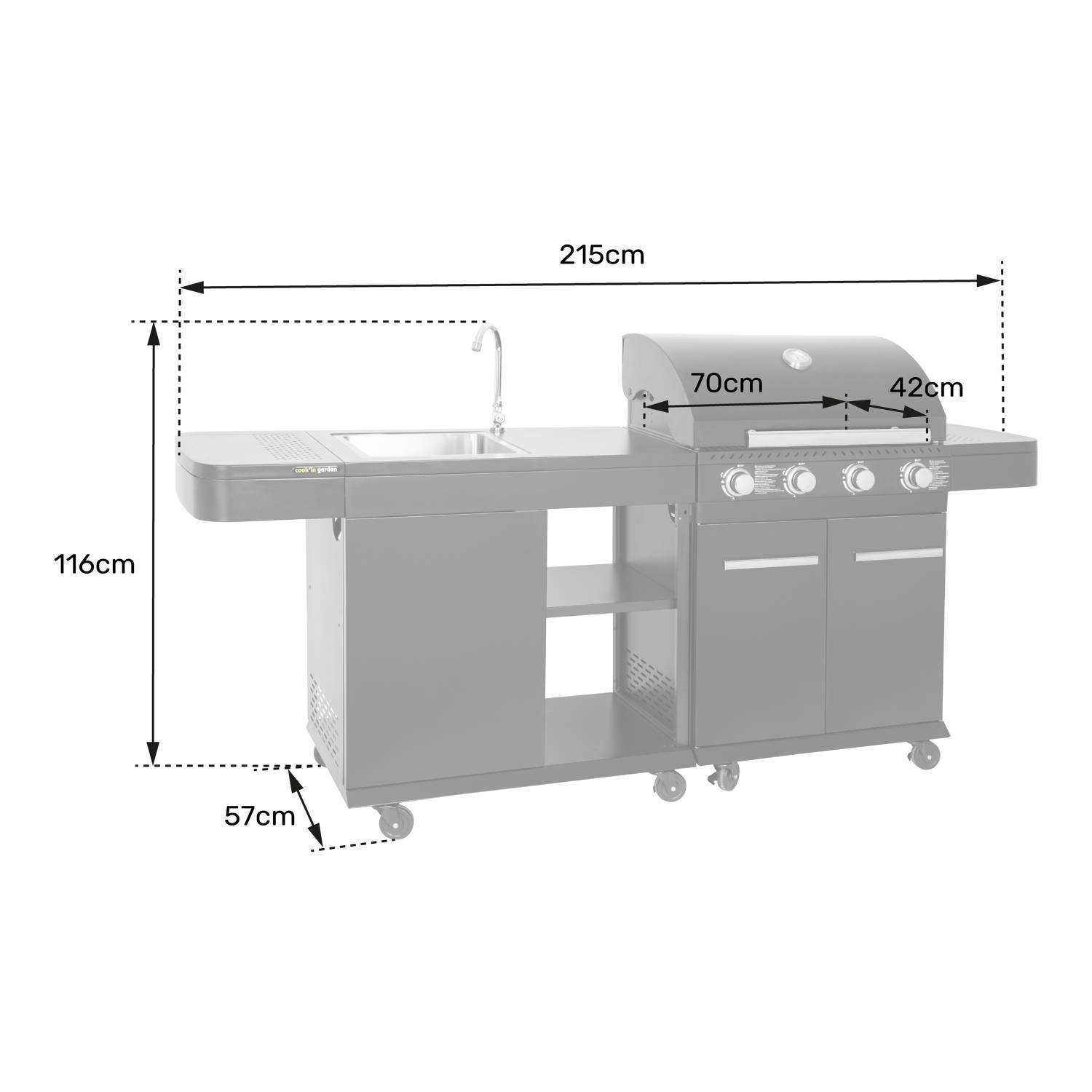 Cook in Garden - Cuisine extérieure modulable FYRA - 4 brûleurs - COOK'IN GARDEN - Imagen 7
