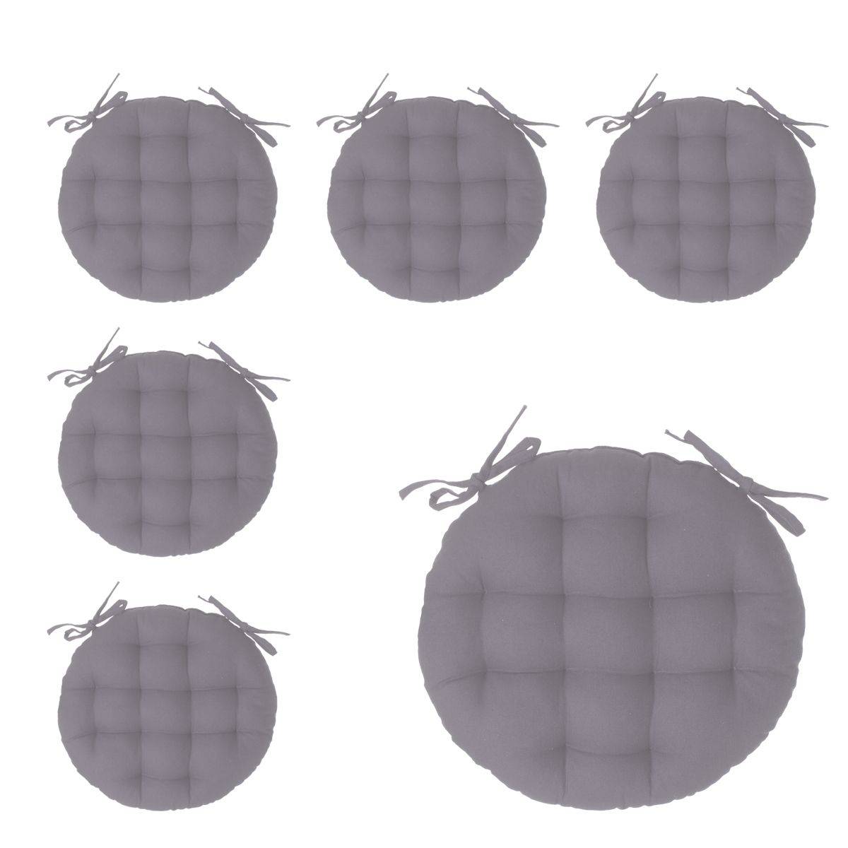 Lot de 6 Galettes de chaise en Coton Gris D 38 cm - Imagen 1