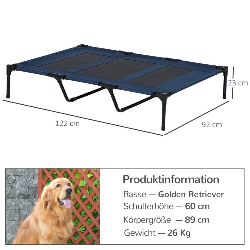 Lit de chien extérieur surélevé pliable 122 x 92 x 23 cm métal bleu et noir - PANGIVO - Image 3