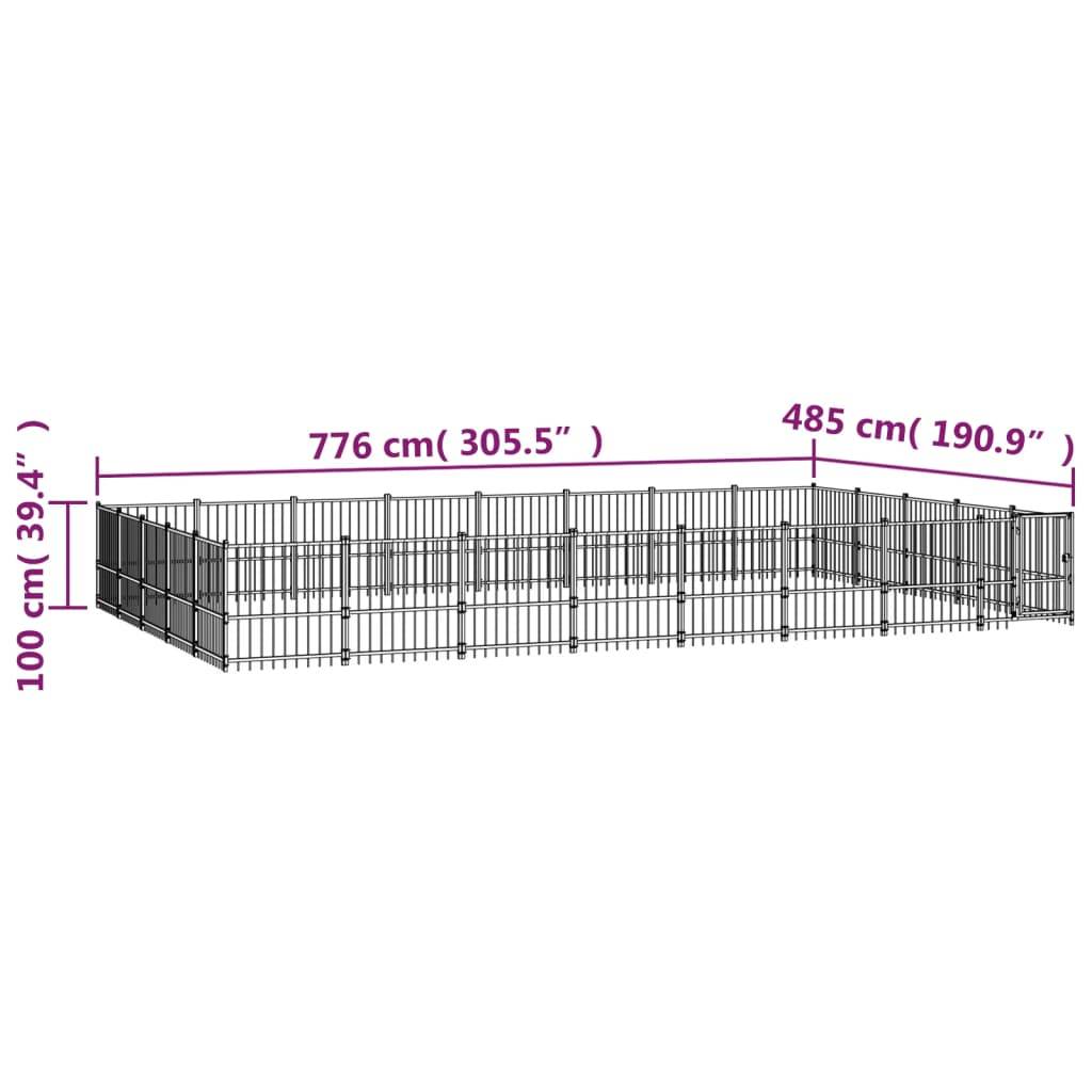 Vidaxl - Chenil d'extérieur pour chiens Acier 37,64 m² vidaXL 3124638 - Imagen 3