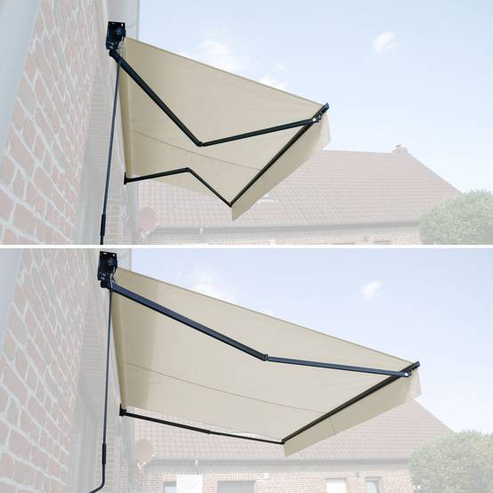 Store banne SAULE 2,95 × 2,5m - Toile beige et structure grise - HAPPY GARDEN - Imagen 2