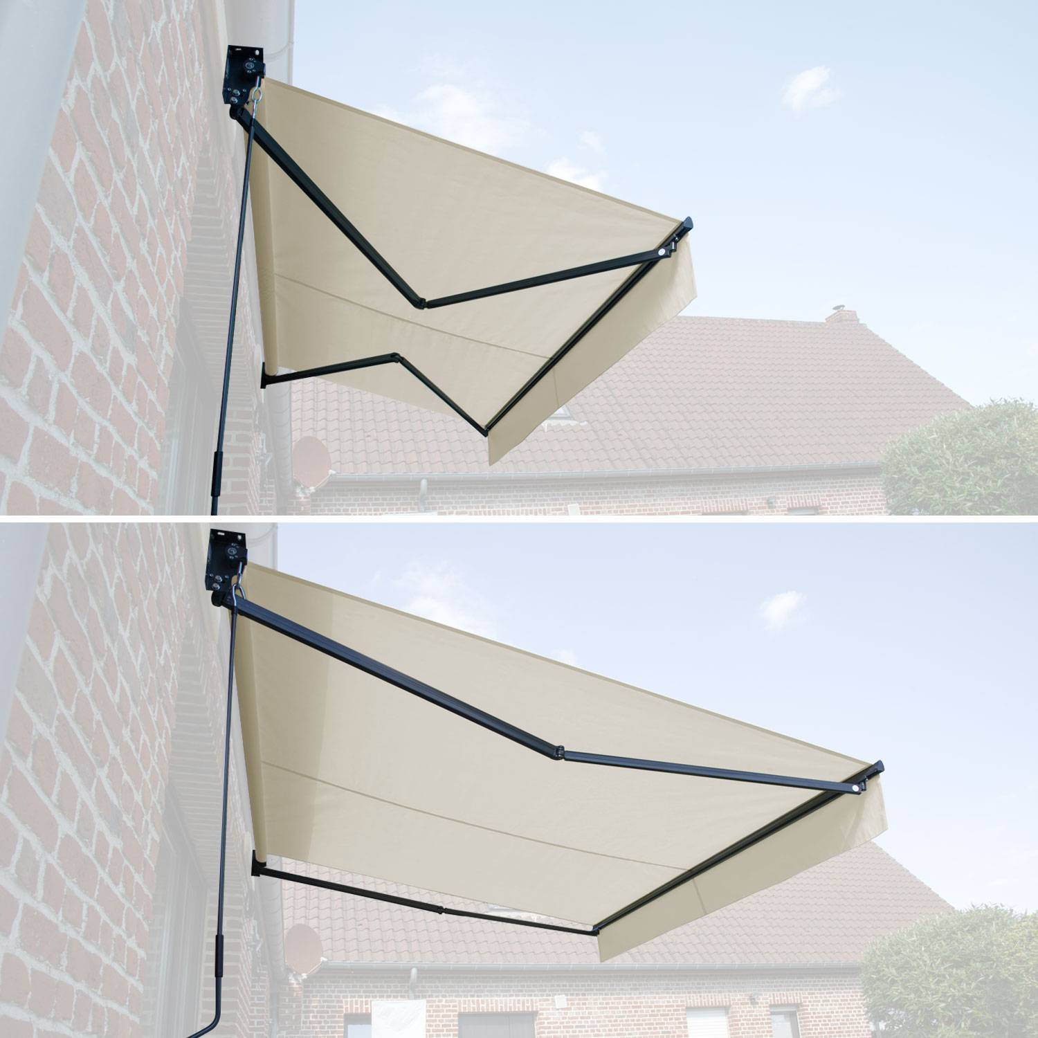 Store banne SAULE 2,95 × 2,5m - Toile beige et structure grise - HAPPY GARDEN - Imagen 2