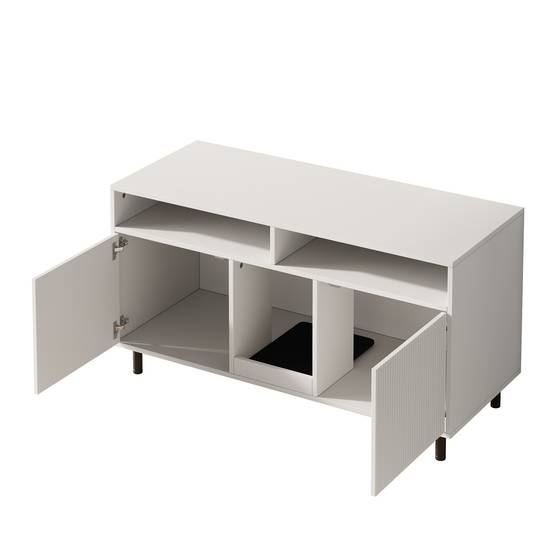 Armoire pour bac à litière MDF Blanc 120 x 50 x 66 cm avec Tapis de collecte de sable - PANGIVO - Image 9