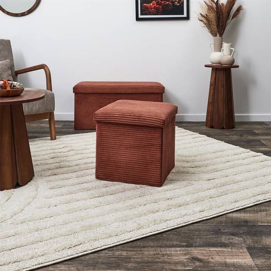 The Home Deco Factory - Pouf Coffre Pliable Côtelé "Scott" 38cm Terracotta - Image 6