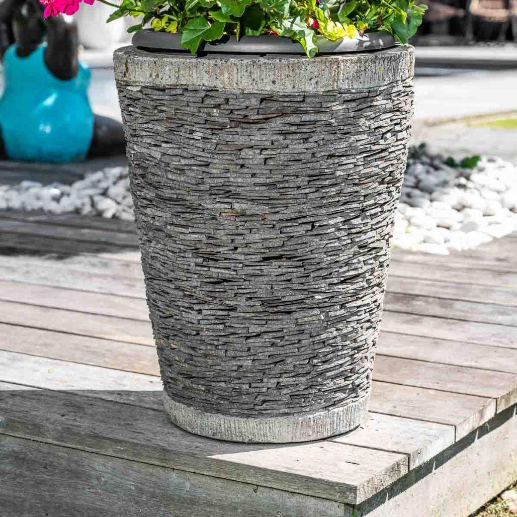 Wanda COLLECTION - Pot bac jardinière conique ardoise 50cm jardin terrasse zen - Image 3