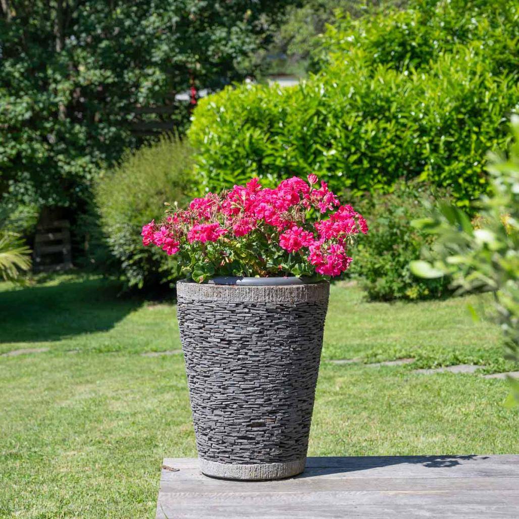 Wanda COLLECTION - Pot bac jardinière conique ardoise 50cm jardin terrasse zen - Image 8